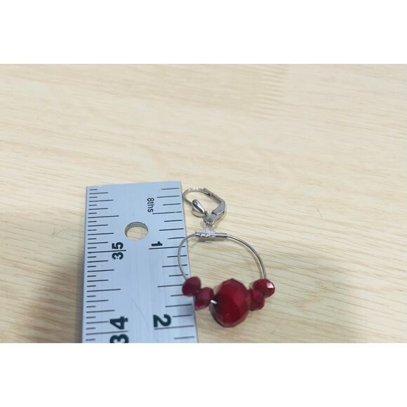 Ravishing Vintage Statement Red Quartz Necklace & Earrings Set 18” - Picture 6 of 6